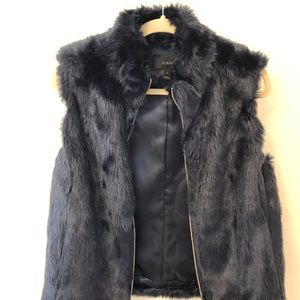 J.Crew Navy Faux-fur vest